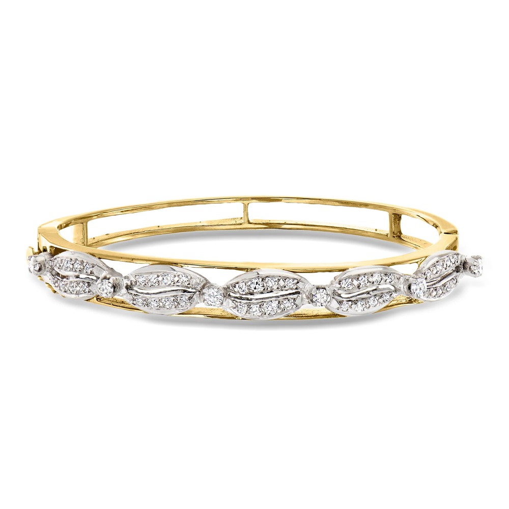 Vint Diamond Bngl Brclt in Palladium & 14k Gold 7 inches