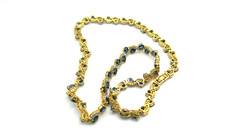 Vintage Sapphire & Diamond Necklace – 18K Gold Plated, 18” Luxury Jewelry