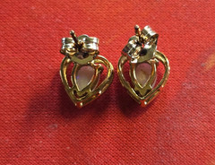 1/20 14K GF Opal Heart Post Earrings, Vintage