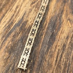 RARE Antique Art Deco Belais 10K White Gold Diamond Onyx Filigree Bracelet