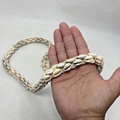 Vtg 70s Cowrie Shell Hawaiian Wedding Lei Beach Statement Thick Necklace 18″
