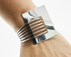 VTG Space Age Atomic MODERNIST Solid Sterling Silver Cuff Bracelet MCM 40.82g