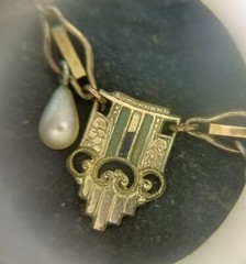 Original German Art Deco 1920s Rolled Gold Enamel Necklace by Rodi & Weinenberg