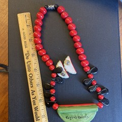 Flying Colors Watermelon Ceramic Vintage Necklace And Earrings
