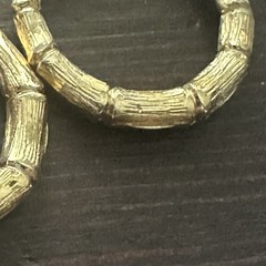 Graduated Bamboo Hoop Earrings Pierced Gold Tone Brass Post Backs