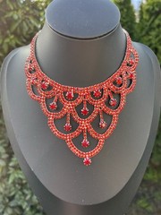 🔥Vintage Style Red Bib Necklace Earrings Set Not Signed (was $110.)