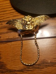 Art Deco Art Nouveau Revival Goldtone Cherub Chain Pin