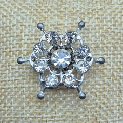 Cute Silver Tone & Clear Crystal Tiny Vintage Brooch Pin 1″ Accent Piece