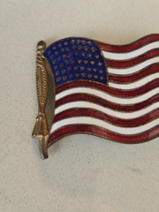 1940’s USA Flag ENAMEL WAVING FLAG – 1 3/8” X 1” – Lapel Pin Vintage Military
