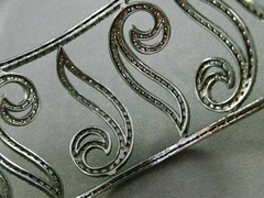 ESTATE WIDE 5.30CT DIAMOND 14K BLACK GOLD 3D FILIGREE MULTI LEAF BANGLE BRACELET