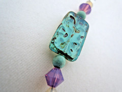 Vintage Pressed Rose Petal Bead & Sterling Silver Necklace
