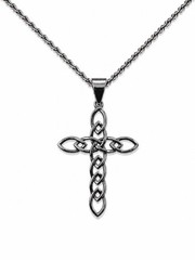 Sterling Silver Celtic Cross Pendant – Metallic Black Textured Necklace