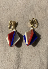 Vtg Crown Trafari 1955-1969 red, white and blue clip on earrings lot-D