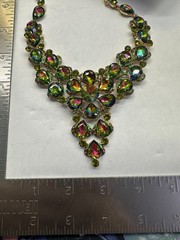 Shophia Collection Teardrop Watermelon Heliotrope Crystal Necklace & Earring Set
