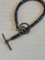 Vintage Sterling Silver Kumihimo Bracelet with Toggle Clasp 7 inches Long