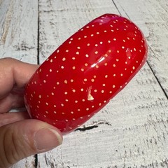 Vintage Erwin Pearl Polka Dot Bangle Bracelet Red White Resin Signed Jewelry 80s