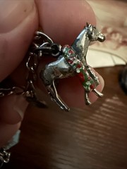 Kentucky Derby Vintage Charm Bracelet Eng. “caran” Locket ,Key, State,horse