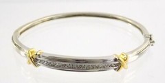 Abraham David Lowenstark Sterling Silver Diamond Hinged Bracelet ADL 925 7 Inch
