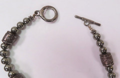 Vintage Silver and Copper Tone Metal Bead Necklace 18″