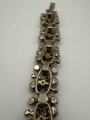 DeLizza & Elster (D &E) Juliana Cognac & Iridescent AB Rhinestone Bracelet 6.75”