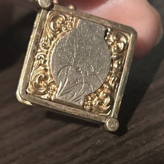 Antique 9.18g Victorian Etruscan Rare Slide Open Locket Pendant Etched Gold Fill