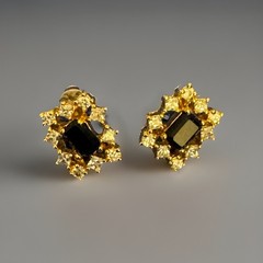 BLACK ONYX CZ CUBIC ZIRCONIA GOLD TONE CHAIN NECKLACE EARRINGS SZ SET
