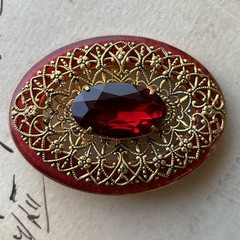 Vintage brooch ruby stone (corundum) gilding / made in uSSR 1980 ,a gift for her