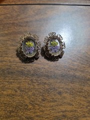 1960s Vintage Molded Glass Intaglio Cameo Clip-On Earrings