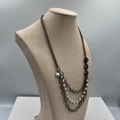 Vintage RACHEL Rose Pearl Multi-Strand Necklace Shabby Chic Romantic Boho Pink