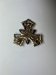 Vintage Antique Christmas Holly Rhinestone Brooch Red Green Gold Holiday Pin
