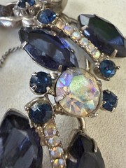 Vintage JULIANA D&E 5 Link Bracelet Navy Blue Rhinestone AB Crystal Book Piece!