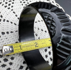 Vintage Carved Thick Black Bakelite Bangle Bracelet Tested 30g