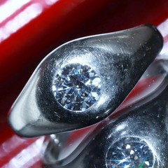 14k white gold ring 0.33ct natural diamond sz 4.5 solitaire antique 3.64gr N3622