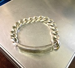 Vintage Speidel USA ID Bracelet Rhodium Electroplate Engraved GREGG