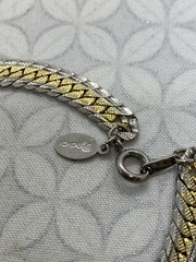 Medici Gold Silver Tone Thick flat Snake Chain Necklace Vintage textured