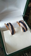 Vintage 1990-s 14 Ct Rolled Gold Sapphire Zircons Earrings- Hallmarked 585 RG