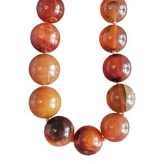 Vintage Carnelian Agate Stone 28 in Necklace Hand Knotted Beads 10 To 15mm