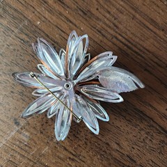 Vintage Mid Century Brooch Lot Silver Gold Tone Flower Dahlia Ribbon Wave Pins