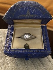18k Gold Belais Art Deco Engagement Ring Engraved Shank ~0.56 Ct OEC Diamond