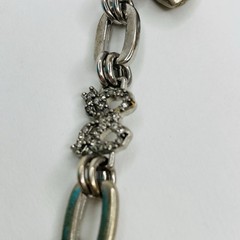 Vintage Juicy Couture Rhinestone Bracelet Chunky Puffy Heart Charm Silver Tone