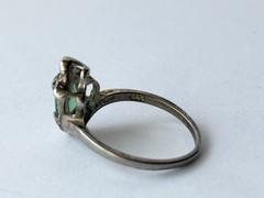 Vintage Sterling Silver 925 Emerald Bird Eagle Band Unique Ring Size 5.75