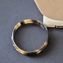 Vintage Natural Buffalo Horn Bangle Bracelet Marbled Boho Minimalist