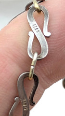 Vintage Stone Bracelet Sterling Silver 925 Composite Red Bezel Set Toggle 7-8″