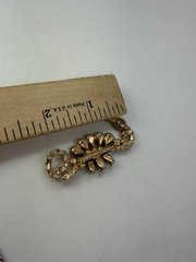 Vintage Brooch Rhinestone Seahorse Green Figural