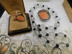 Antique jewelry lot Art Deco beads Deco Beautiful Cameo pin & ring