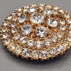 Vintage Rhinestone Brooch Round Domed 1 3/8″