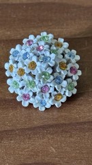 Vintage ART White Enamel Daisy Cluster Clip On Earrings Pastel Rhinestones 1”
