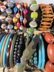 35 Bracelets Stacking Bangles Wood, Paper Beads, Leather, Stone Wearable Resell