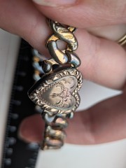 VTG WWII 1940s LaMode Sweetheart Heart Expansion Bracelet Precious Metal Petina