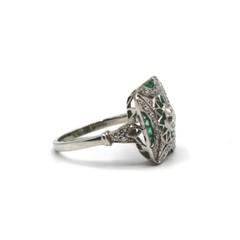 Edwardian Art Moissanite & Fancy Cut Green Vintage Inspire Anniversary Gift Ring